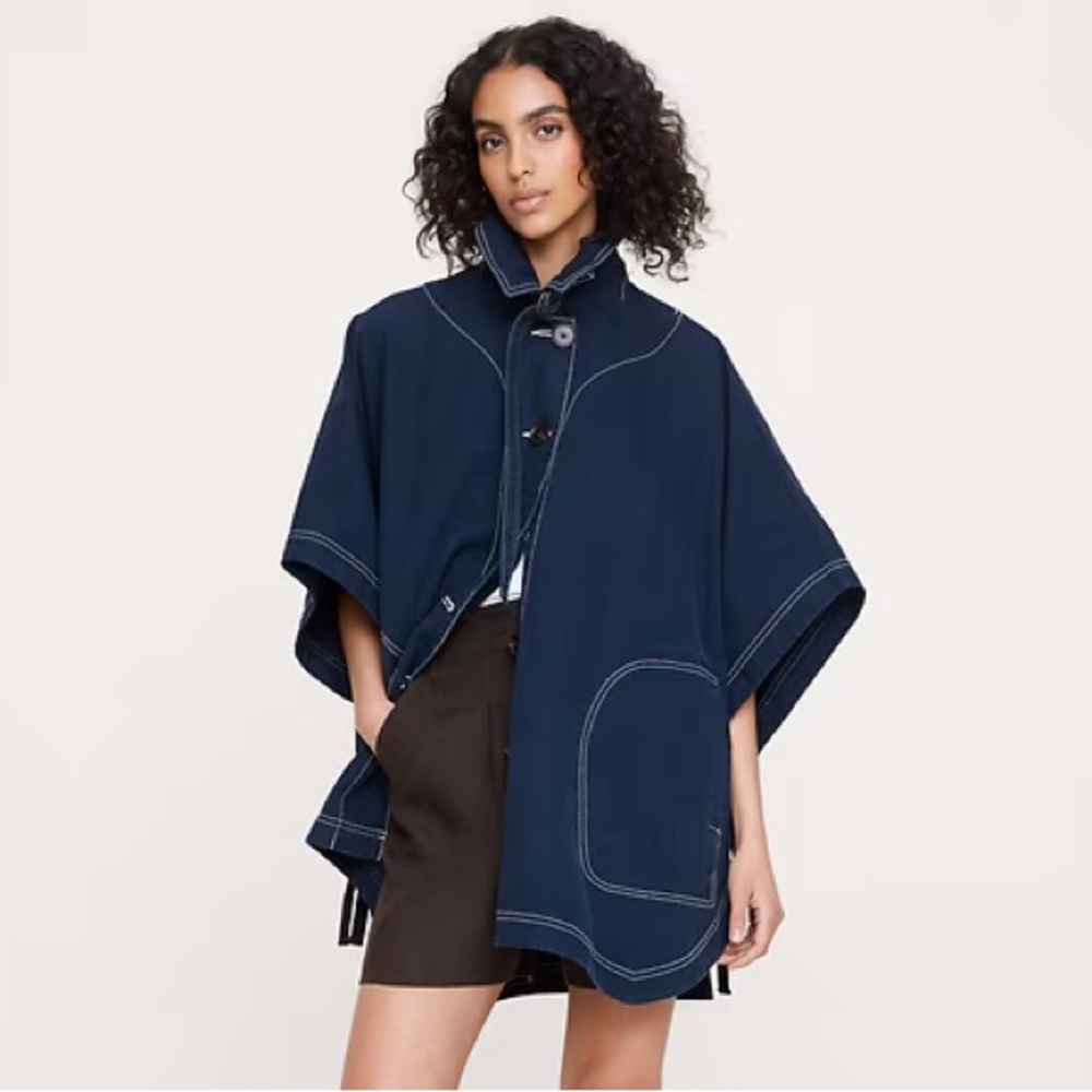 NWT! Banana Republic Navy Blue Cotton Twill Cape - Size XS/S